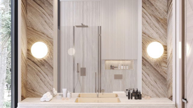 تصميم ابيض فاخر للحمام