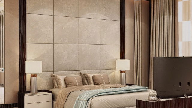 تصميم داخلي فاخر لغرفة نوم في دبي