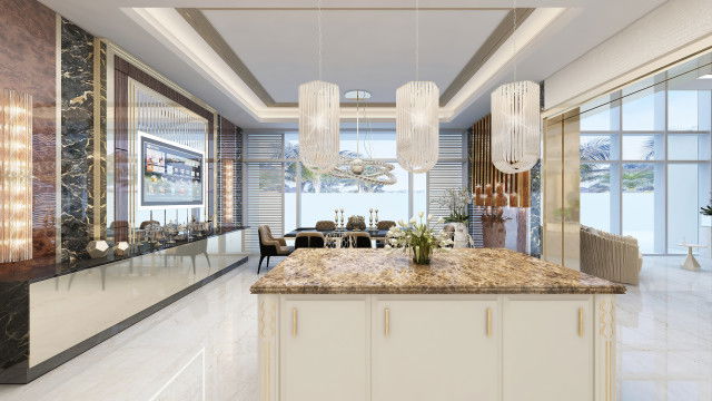 Интерьер большой кухни виллы