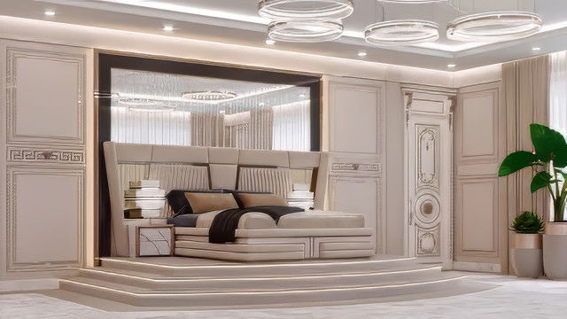 INTERIOR DESIGN FOR MASTER BEDROOM IN A SPACIOUS LAYOUT