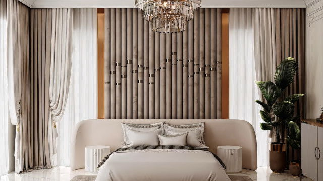 غرفة نوم مثيرة للاهتمام التصميم الداخلي