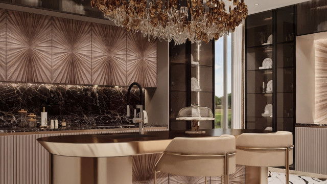 تصميم داخلي رقيق لمطبخ فاخر