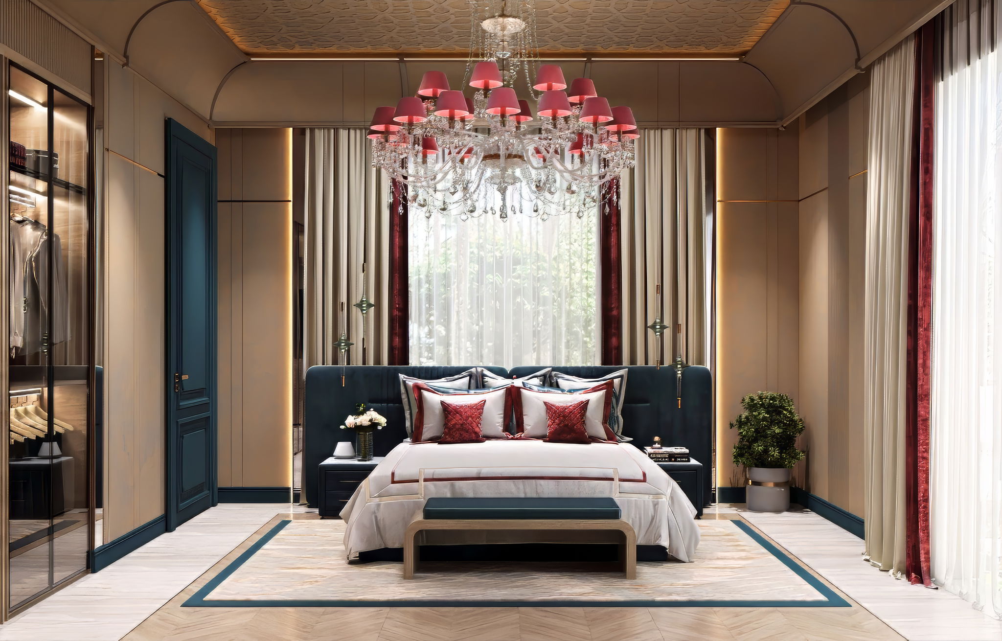 Роскошная спальня в вилле — интерьер