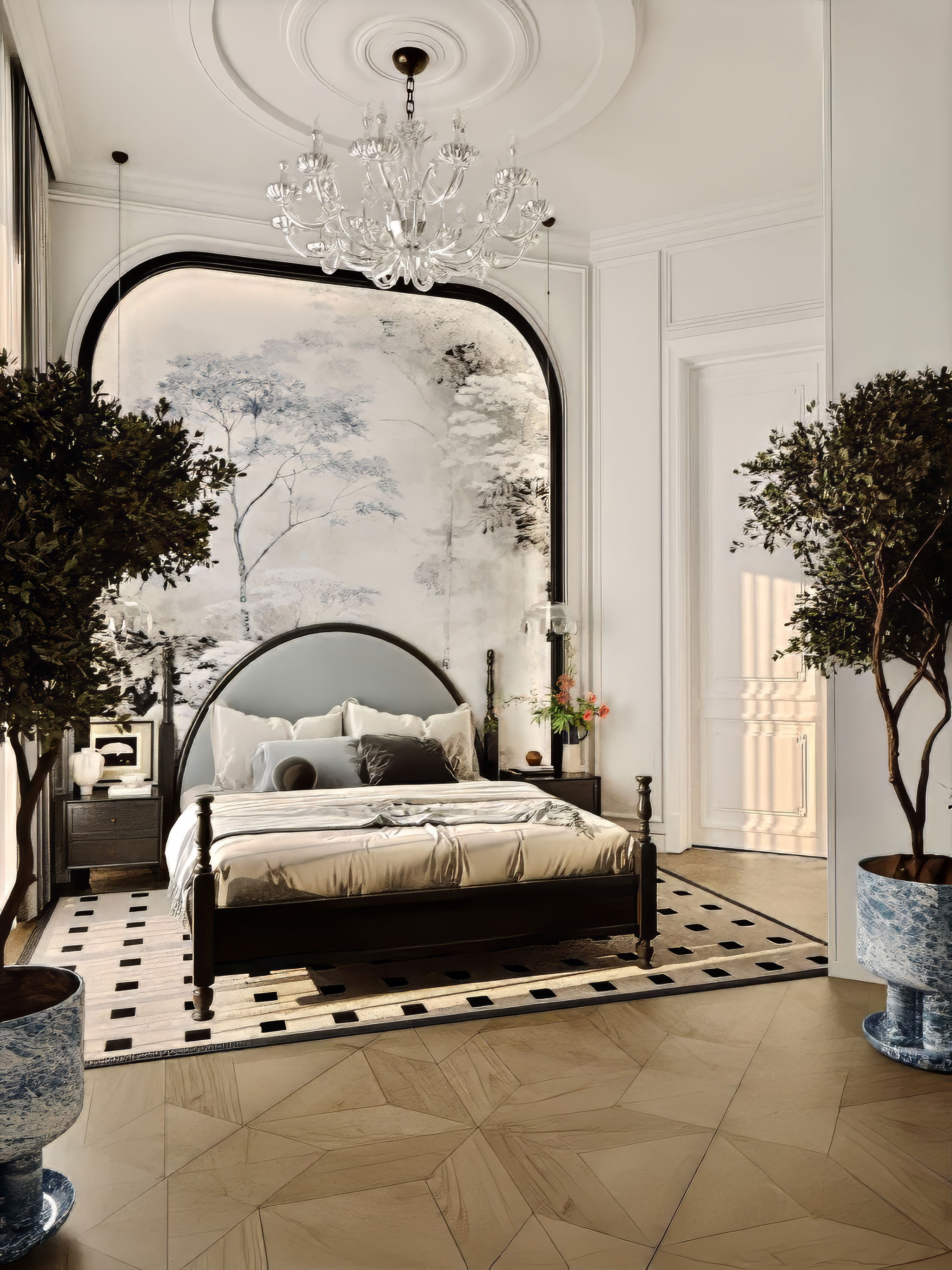 Яркая спальня — элегантный дизайн интерьера