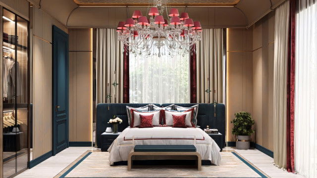 Роскошная спальня в вилле — интерьер