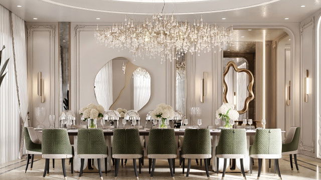غرفة طعام بتصميم كلاسيكي