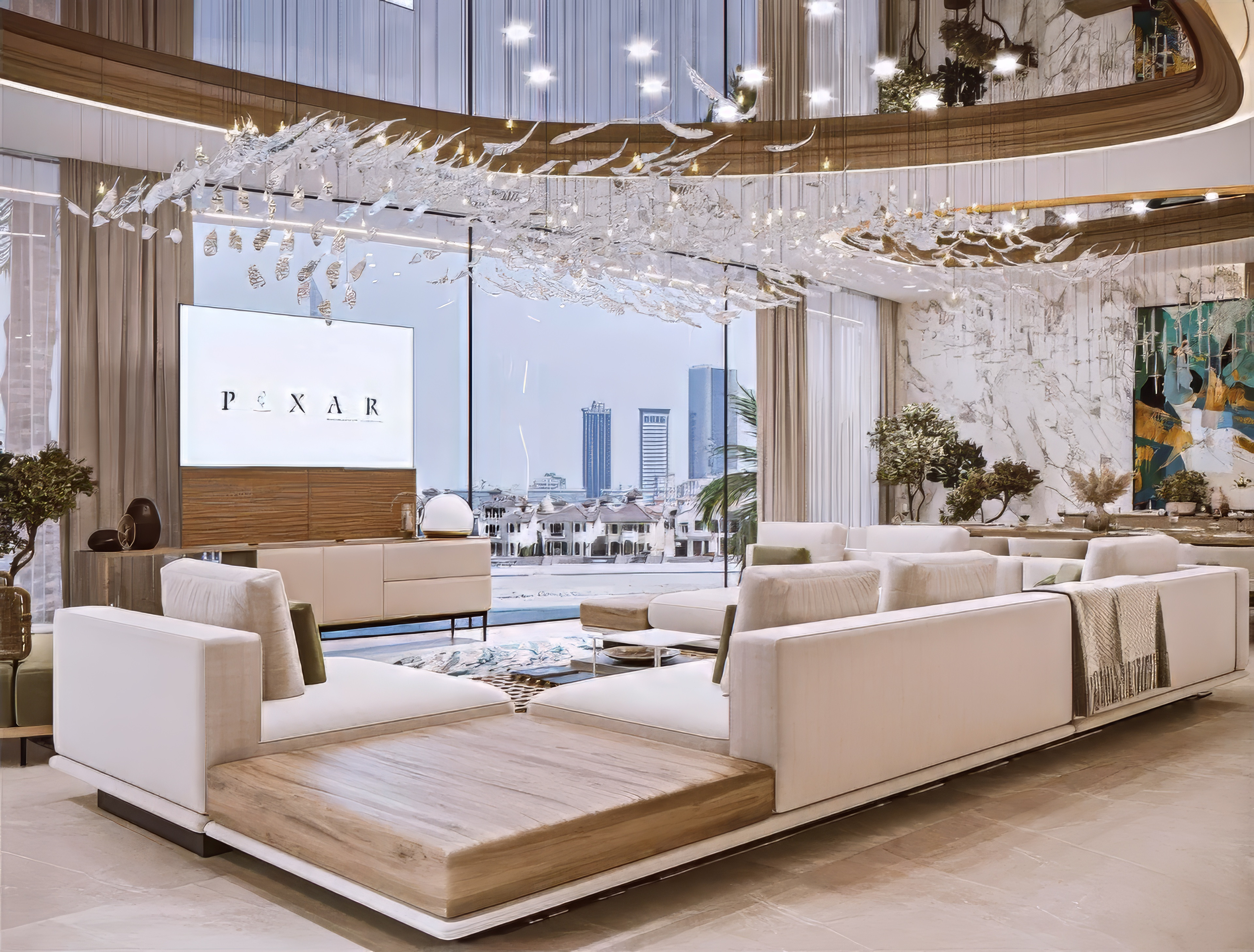 تصميم داخلي لغرفة المعيشة نيويورك