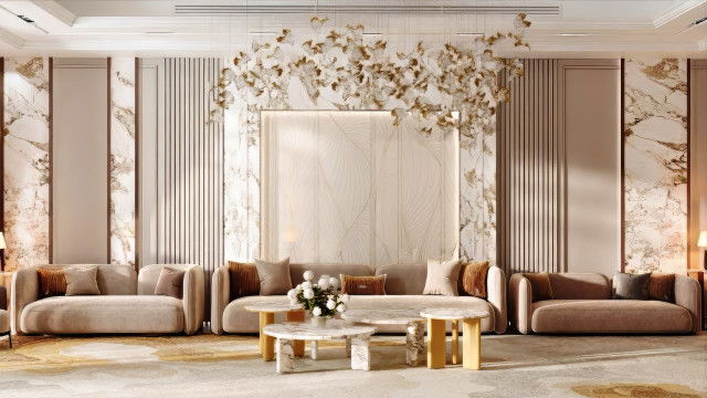 تصميم أنيق وعصري لغرفة جلوس العائلة
