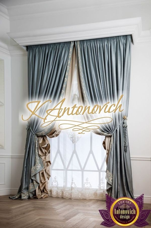 Elegant silk luxury curtains in a sophisticated living room