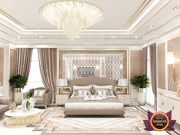 Elegant lady bedroom with sophisticated color palette