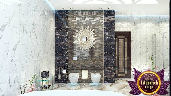 Chic bathroom design with unique lighting and fixtures