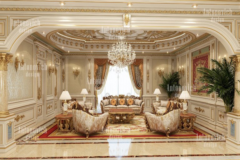 Luxurious living room designed by UAE's top interior design company