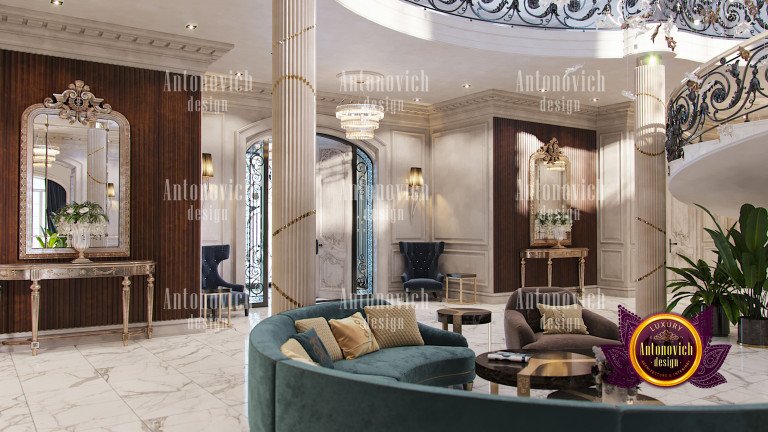 Sophisticated marble bathroom with freestanding tub and chandelier