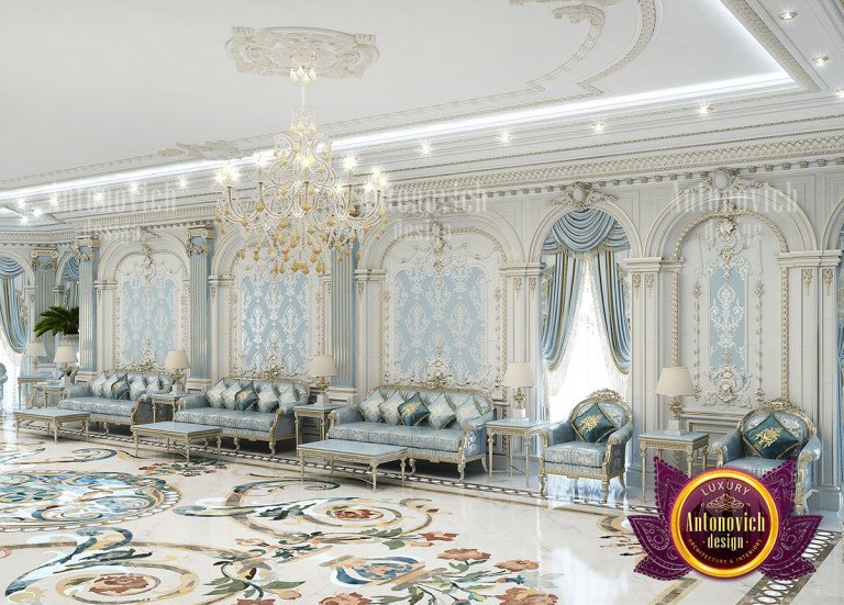 Elegant Majlis seating arrangement with plush cushions