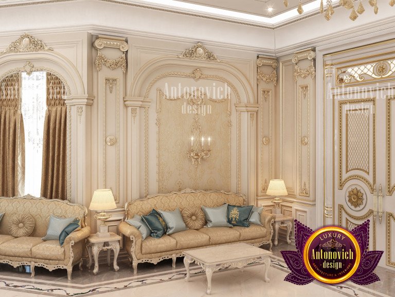 Elegant Majlis seating arrangement with intricate patterns