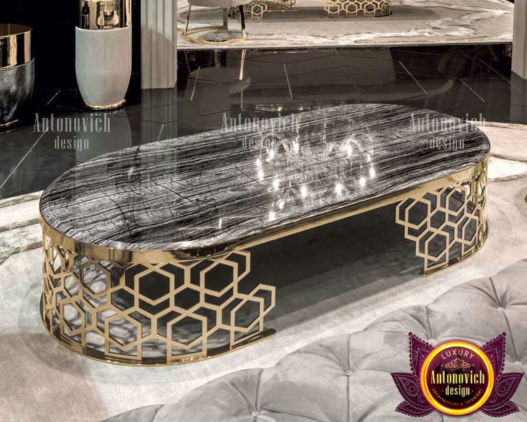 Sophisticated marble side table with gold accents