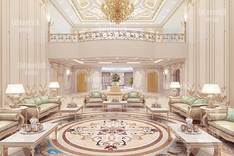 Luxurious living room designed by Dubai's top interior design company