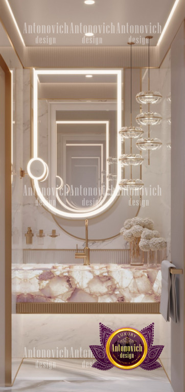 Elegant marble bathroom with gold accents in Dubai