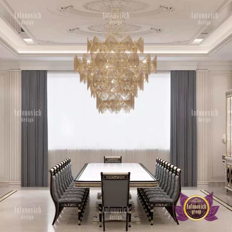 Elegant dining table set in a luxurious Dubai dining room