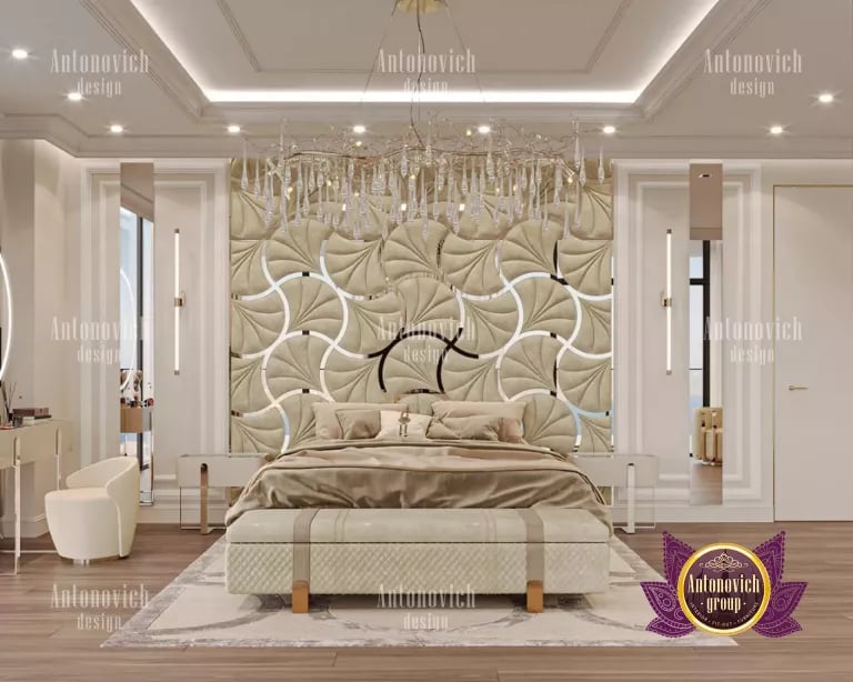 Elegant Dubai bedroom with plush bedding and stylish decor