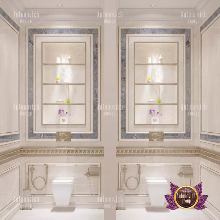 Elegant marble bathroom with gold accents in a Dubai home