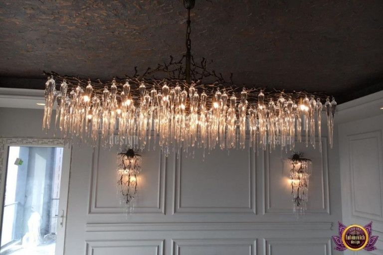 Luxurious crystal glass chandelier with intricate design