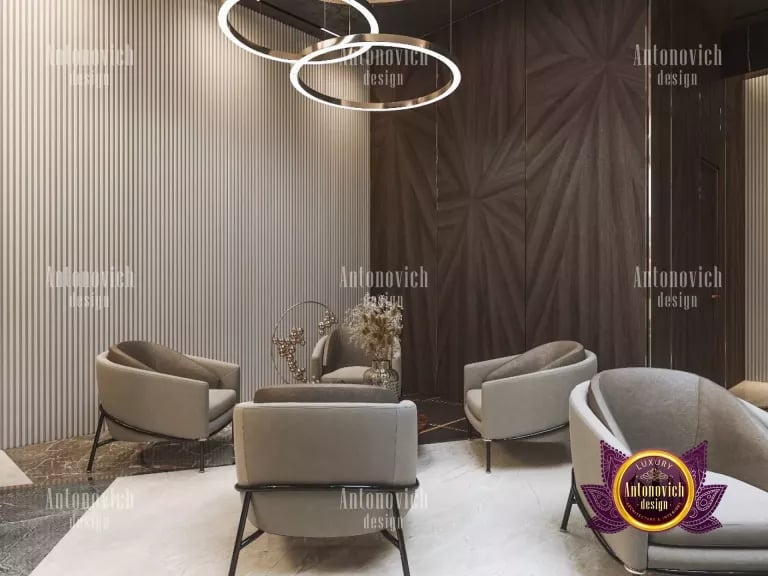 Elegant lighting and furniture in a Dubai beauty salon