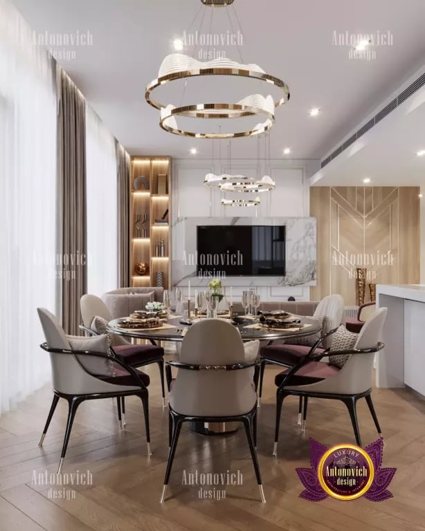 Elegant dining table set in a luxurious Dubai dining room