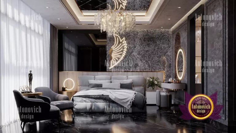 Opulent Dubai-inspired bedroom with gold accents