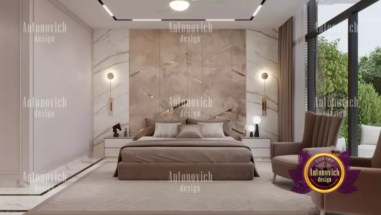 Elegant Dubai bedroom with plush bedding and stylish decor