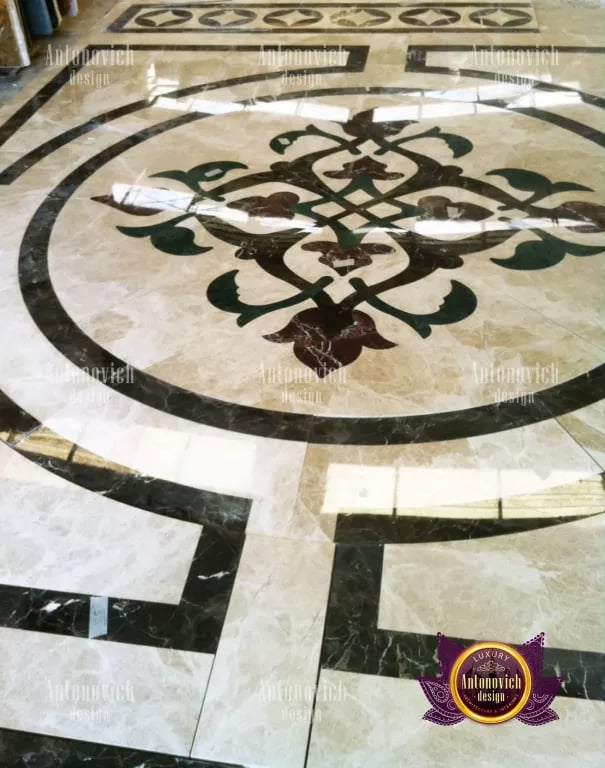 Luxurious marble flooring in a Dubai living room