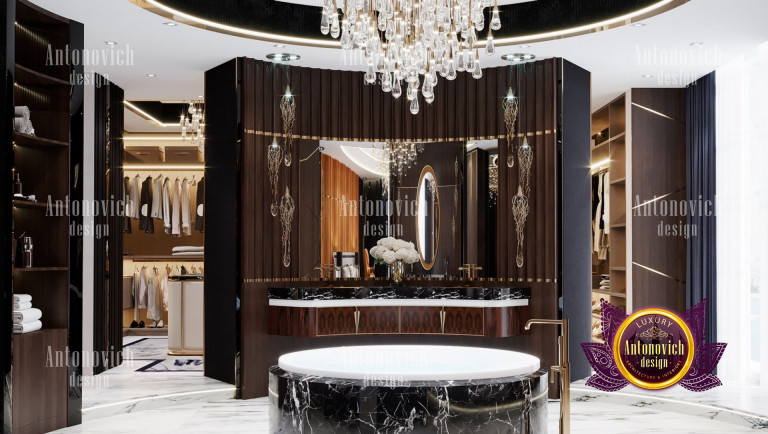 Elegant freestanding bathtub in a stunning luxury bathroom