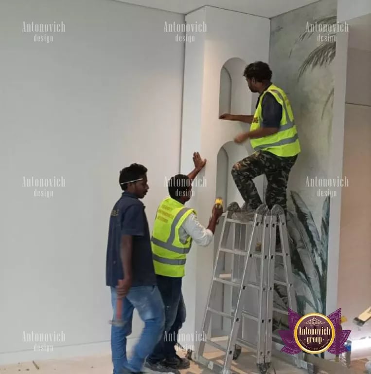 Expert fit-out team working on a Dubai villa