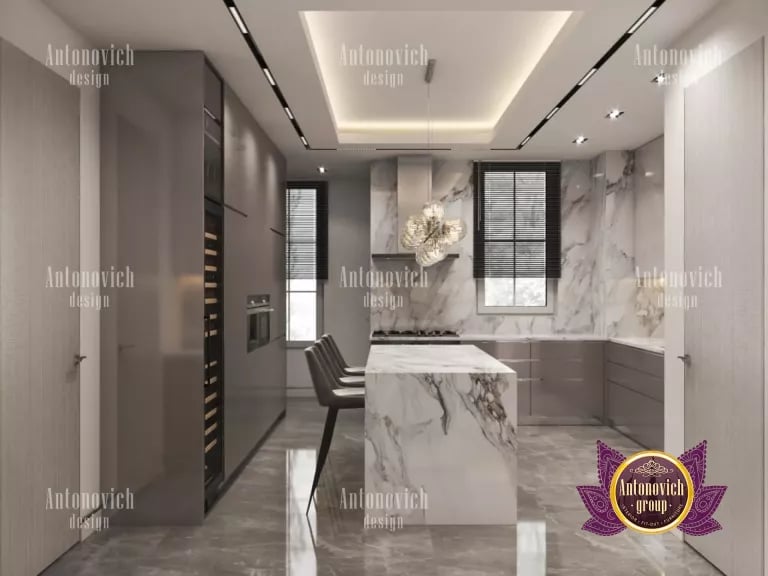 Elegant marble countertops in a luxurious kitchen