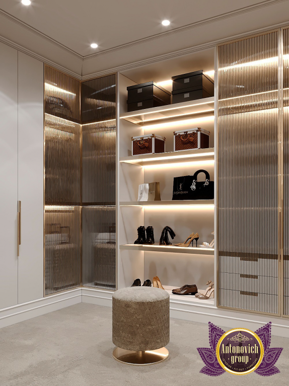 luxury gold walk-in closet