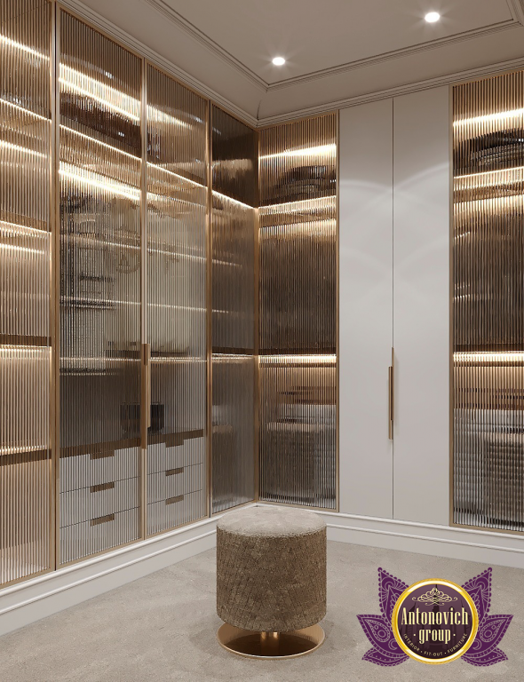 luxury gold walk-in closet