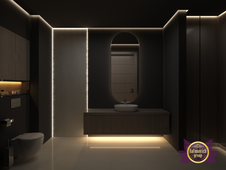 Dark bathroom interior design