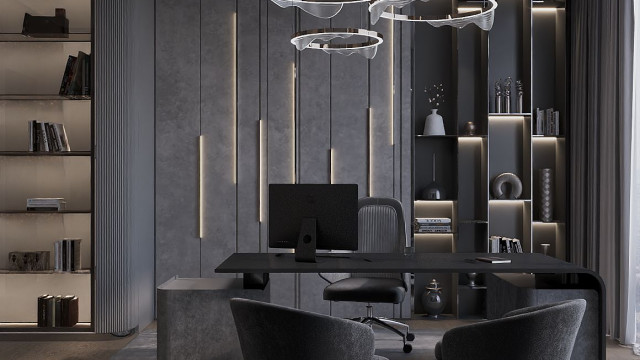 MODERN DRAMATIC OFFICE INTERIOR DESIGN