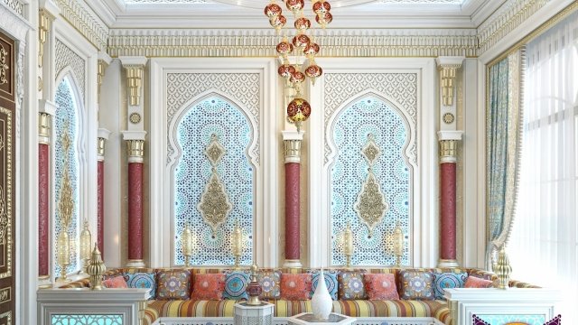 غرفة معيشة علي الطراز المغربي