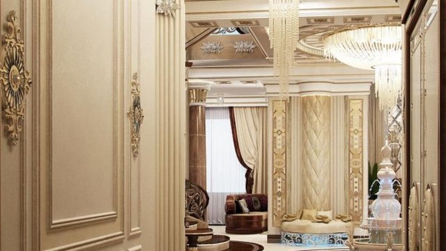 التصميم الداخلي لغرفة الجلوس في أبو ظبي