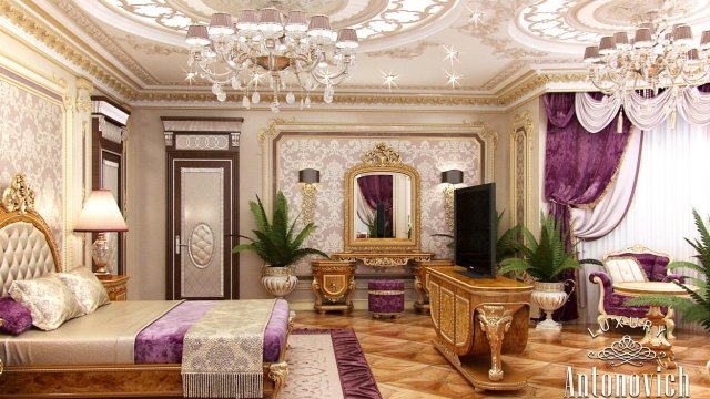 التصميم الداخلي الفاخر لغرفة النوم في دولة الإمارات العربية المتحدة