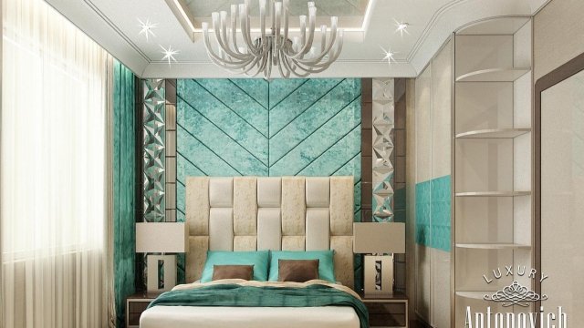 Bedroom with Turquoise Accents