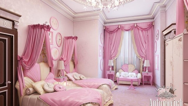 غرفة الأطفال الوردية
