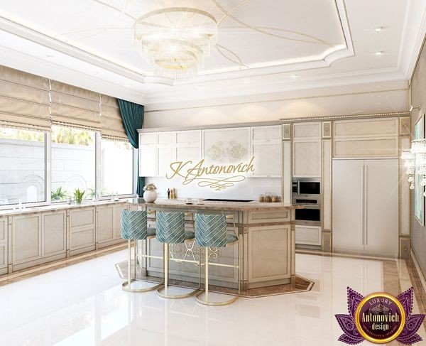 Contemporary kitchen design with a stunning view in Dubai