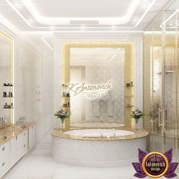 Luxurious bathtub and shower area in a Dubai bathroom renovation