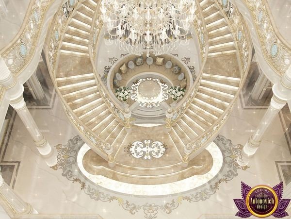Elegant entrance hall with a grand chandelier