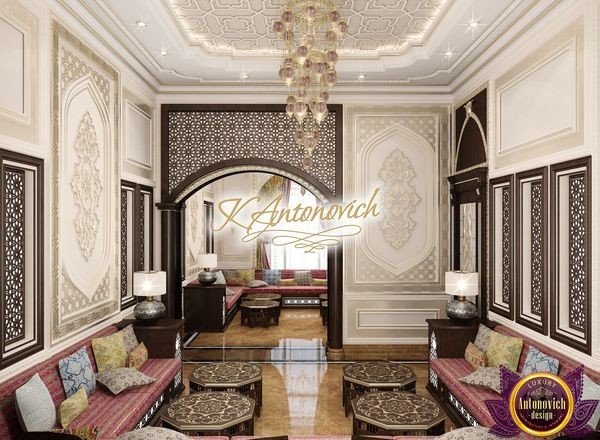 Luxurious Arabic bedroom with intricate details and plush textiles