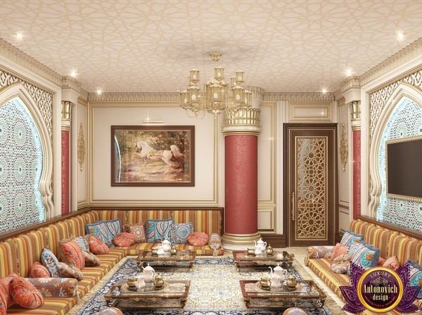 Luxurious Arabic living room with intricate details