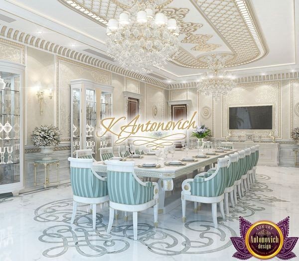 Luxurious dining area with a mix of classic and contemporary elements