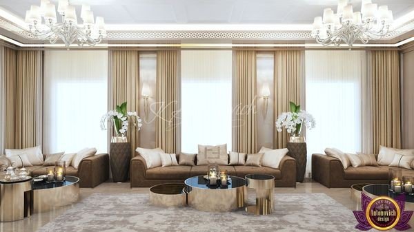 Luxurious Nairobi living room with statement lighting and artwork